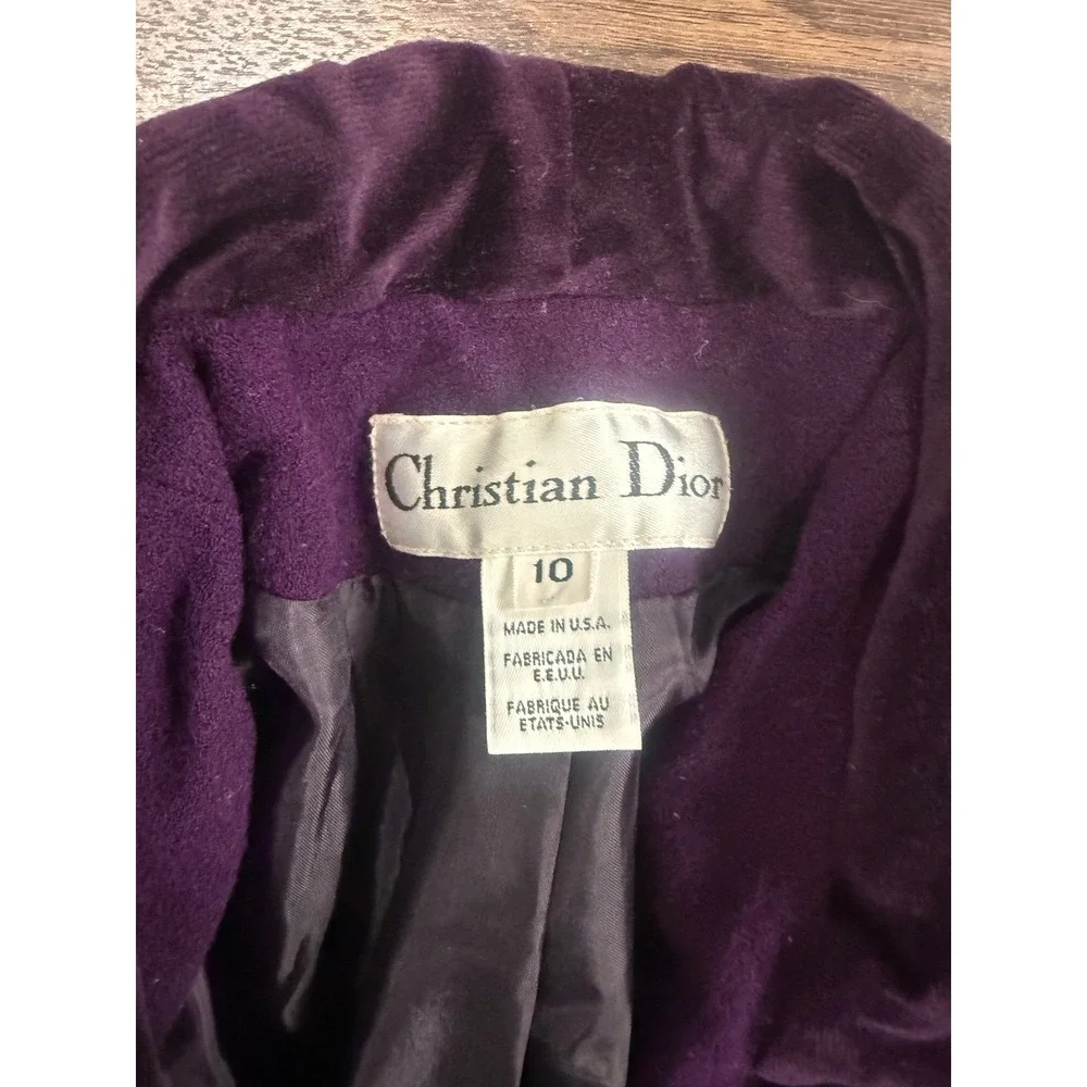 Vintage Christian Dior Purple Worsted Wool Blazer with‎ Velvet Collar - Sz 10